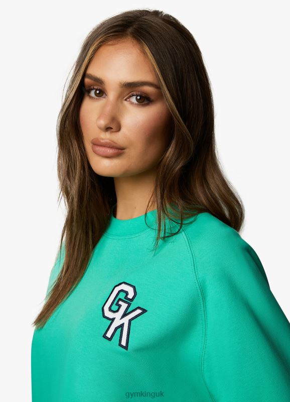 Gym King Varsity Oversized Crew Jade Green Women Clothing J2PFB383