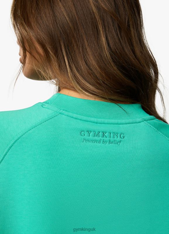 Gym King Varsity Oversized Crew Jade Green Women Clothing J2PFB383