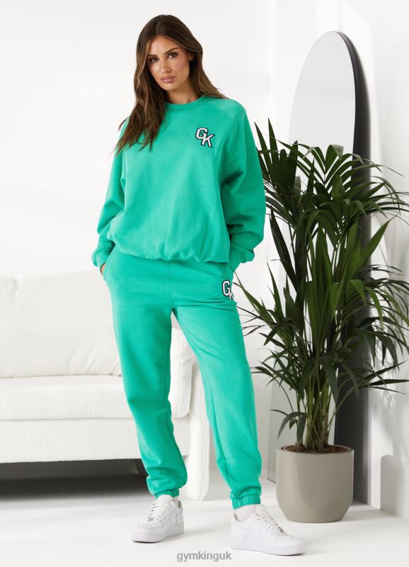 Gym King Varsity Oversized Crew Jade Green Women Clothing J2PFB383