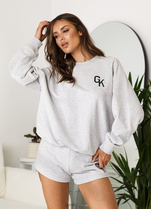 Gym King Varsity Oversized Crew Snow Marl Women Clothing J2PFB378