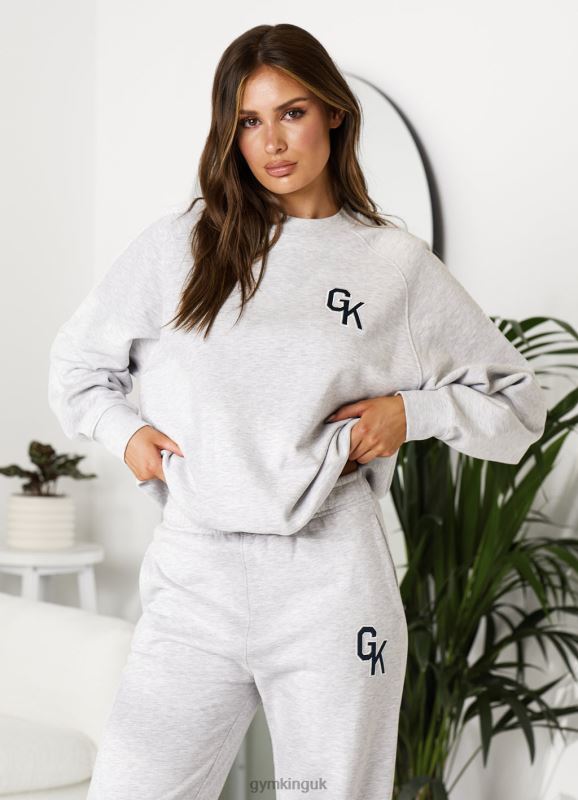 Gym King Varsity Oversized Crew Snow Marl Women Clothing J2PFB378