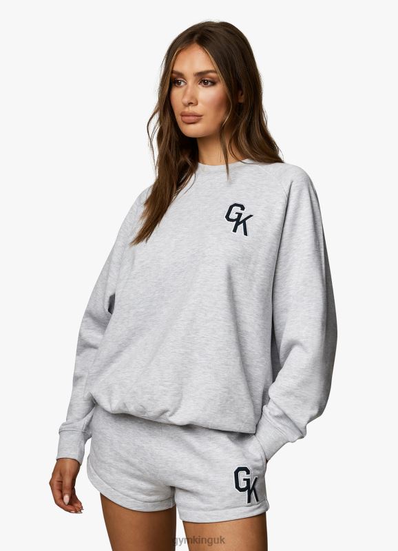 Gym King Varsity Oversized Crew Snow Marl Women Clothing J2PFB378