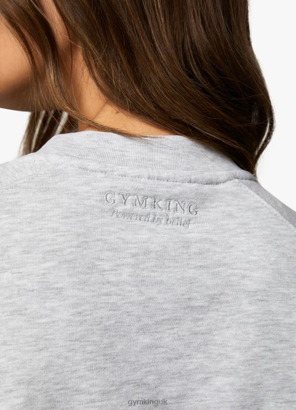 Gym King Varsity Oversized Crew Snow Marl Women Clothing J2PFB378