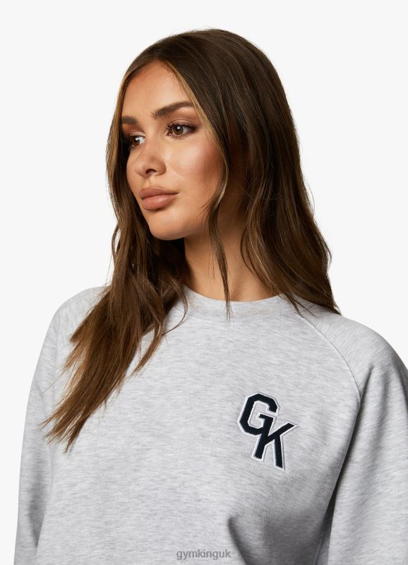 Gym King Varsity Oversized Crew Snow Marl Women Clothing J2PFB378