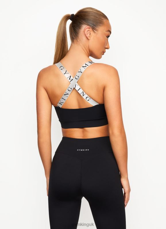 Gym King 2-In-1 Vest and Sports Bra Black Women Clothing J2PFB552