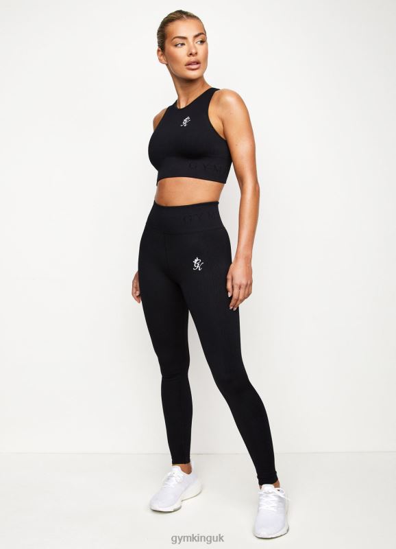 Gym King Formation Seamless Rib Bra Black Women Clothing J2PFB545