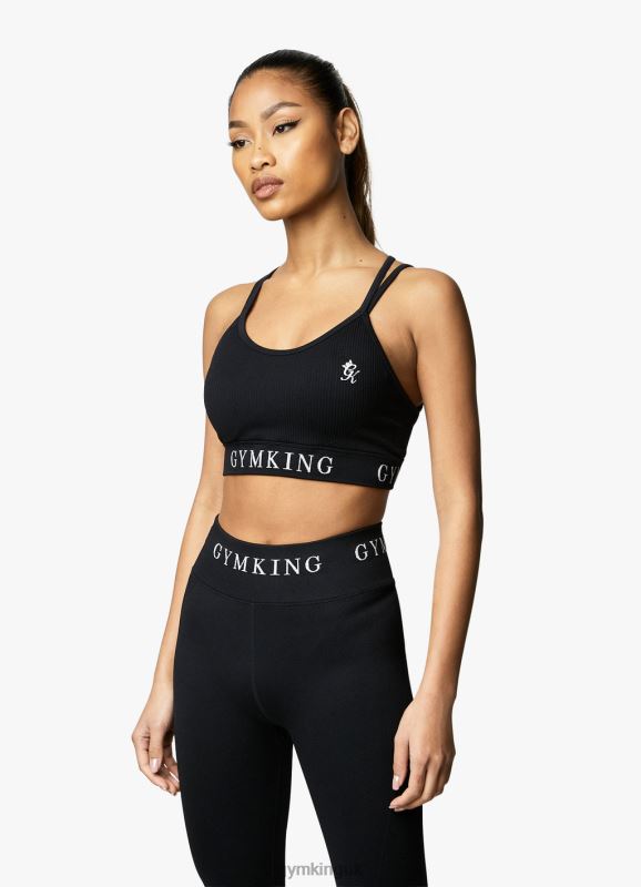 Gym King Intention Multi Rib Sports Bra Black Women Clothing J2PFB540