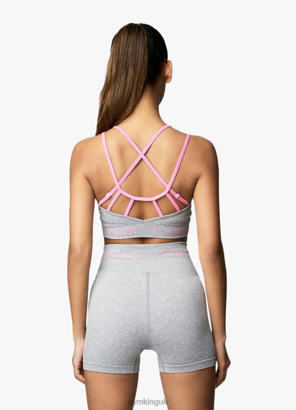 Gym King Intention Multi-Rib Sports Bra Grey Marl/Cosmic Pink Women Clothing J2PFB530