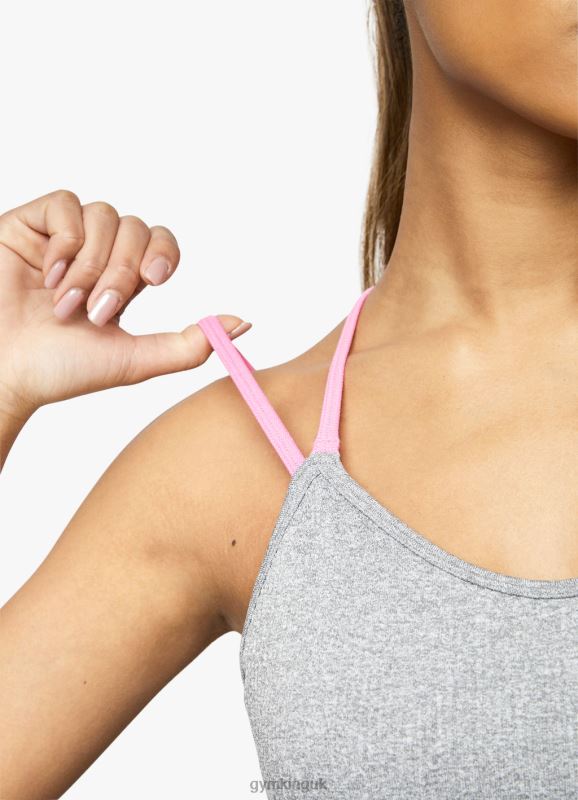 Gym King Intention Multi-Rib Sports Bra Grey Marl/Cosmic Pink Women Clothing J2PFB530