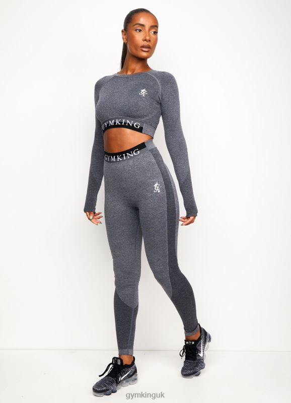 Gym King Seamless Results Long Sleeve Crop Tee Mid Grey Marl Women Clothing J2PFB555