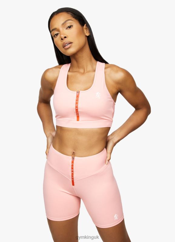 Gym King Stamina Texture Racer Back Bra Blush Pink/Chilli Red Women Clothing J2PFB539