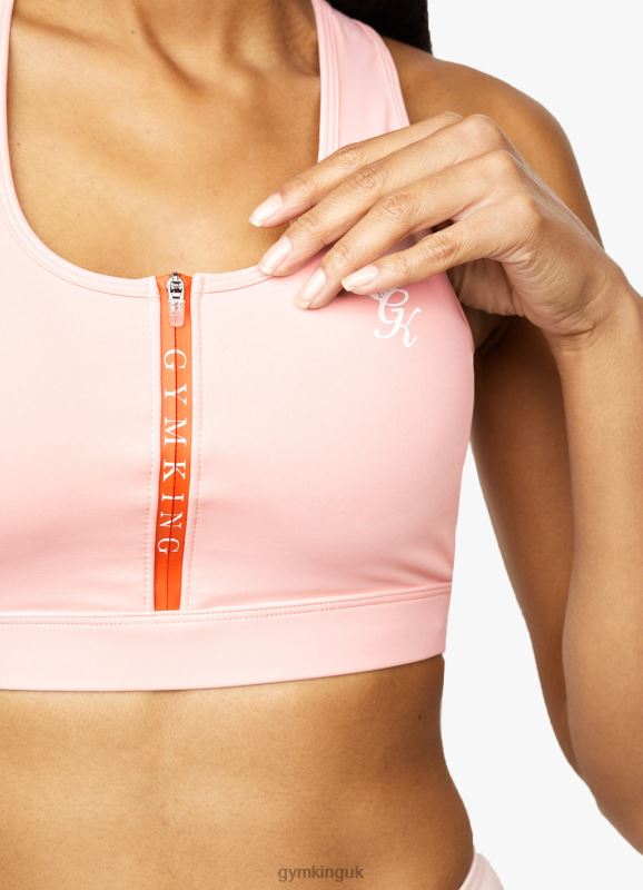 Gym King Stamina Texture Racer Back Bra Blush Pink/Chilli Red Women Clothing J2PFB539
