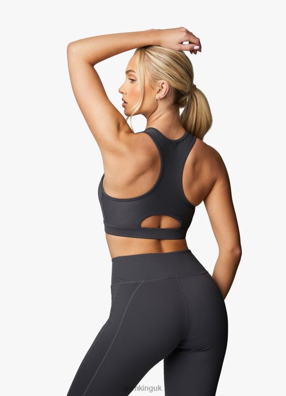 Gym King Stamina Texture Racer Back Bra Graphite/Golden Orange Women Clothing J2PFB528