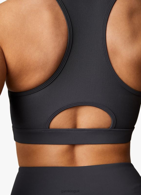 Gym King Stamina Texture Racer Back Bra Graphite/Golden Orange Women Clothing J2PFB528