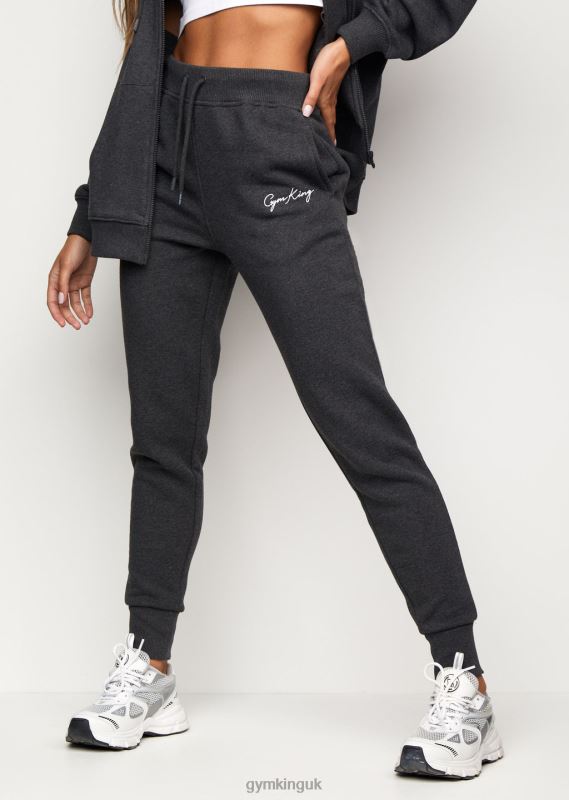 Gym King Script Slouch Jogger Charcoal Marl/White Women Clothing J2PFB607