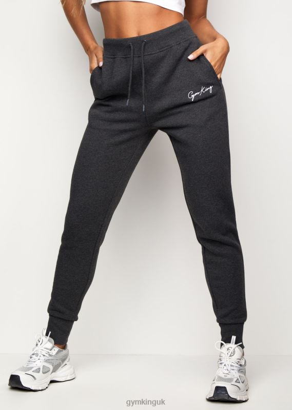 Gym King Script Slouch Jogger Charcoal Marl/White Women Clothing J2PFB607