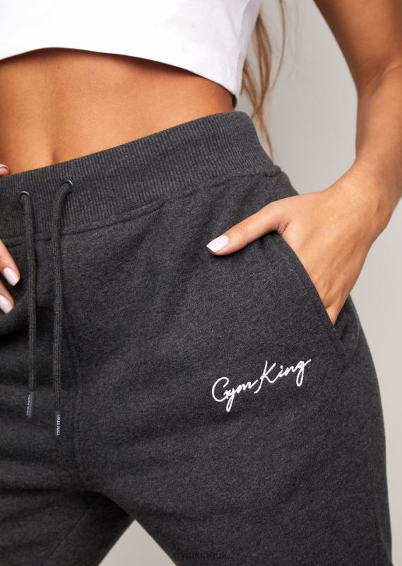Gym King Script Slouch Jogger Charcoal Marl/White Women Clothing J2PFB607