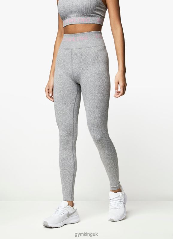 Gym King Intention Multi-Rib Legging Grey Marl/Cosmic Pink Women Clothing J2PFB331
