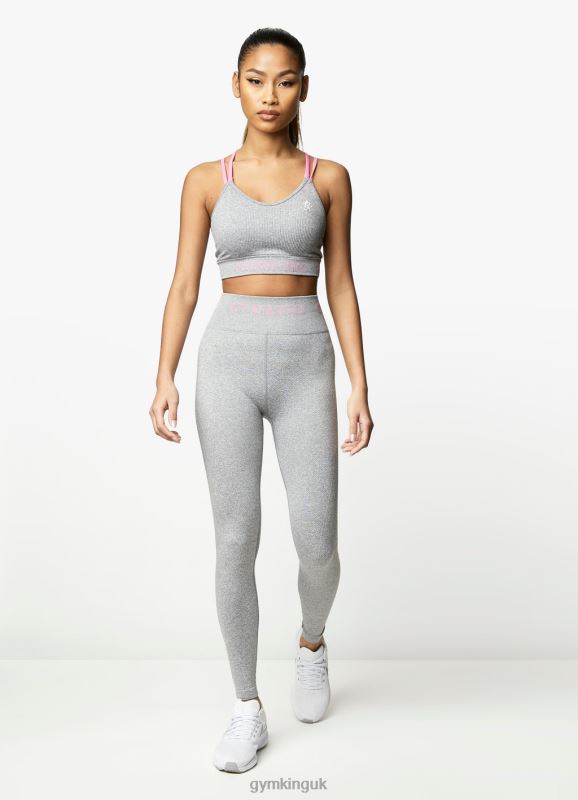 Gym King Intention Multi-Rib Legging Grey Marl/Cosmic Pink Women Clothing J2PFB331