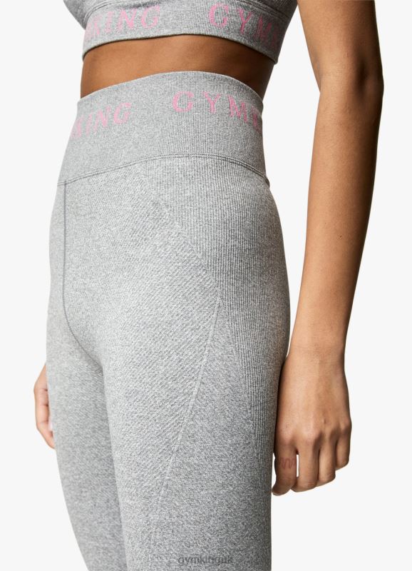 Gym King Intention Multi-Rib Legging Grey Marl/Cosmic Pink Women Clothing J2PFB331