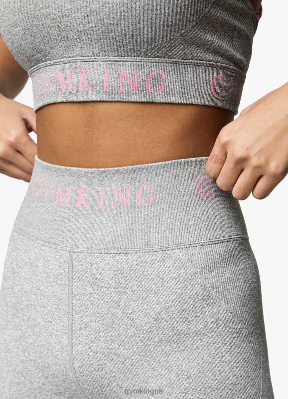 Gym King Intention Multi-Rib Legging Grey Marl/Cosmic Pink Women Clothing J2PFB331