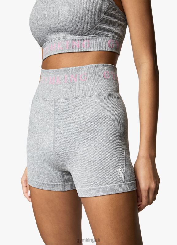 Gym King Intention 3 Inch Short Grey Marl/Cosmic Pink Women Clothing J2PFB517