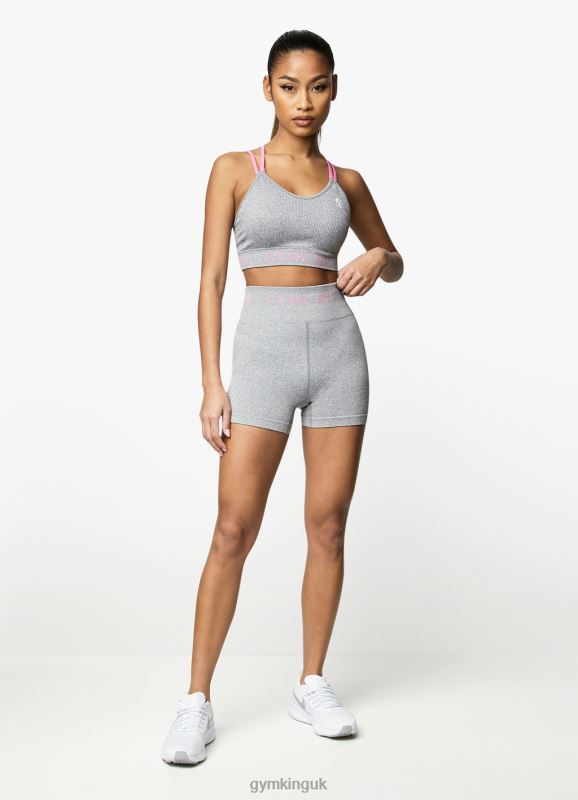 Gym King Intention 3 Inch Short Grey Marl/Cosmic Pink Women Clothing J2PFB517