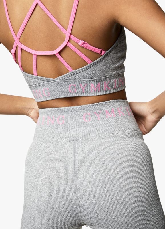 Gym King Intention 3 Inch Short Grey Marl/Cosmic Pink Women Clothing J2PFB517