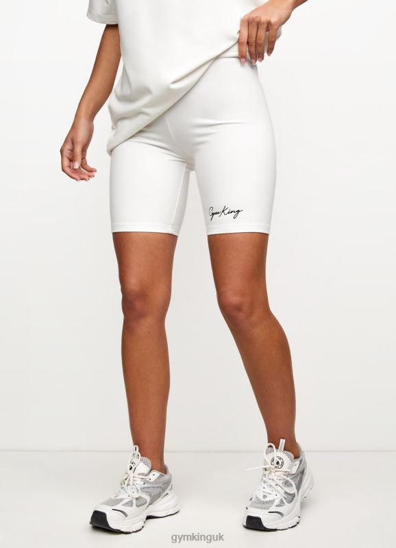 Gym King Script Cycle Short Off-White Women Clothing J2PFB519