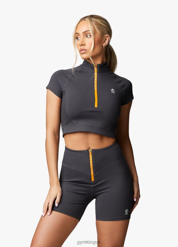 Gym King Stamina Zip Front Cycle Short Graphite/Golden Orange Women Clothing J2PFB502