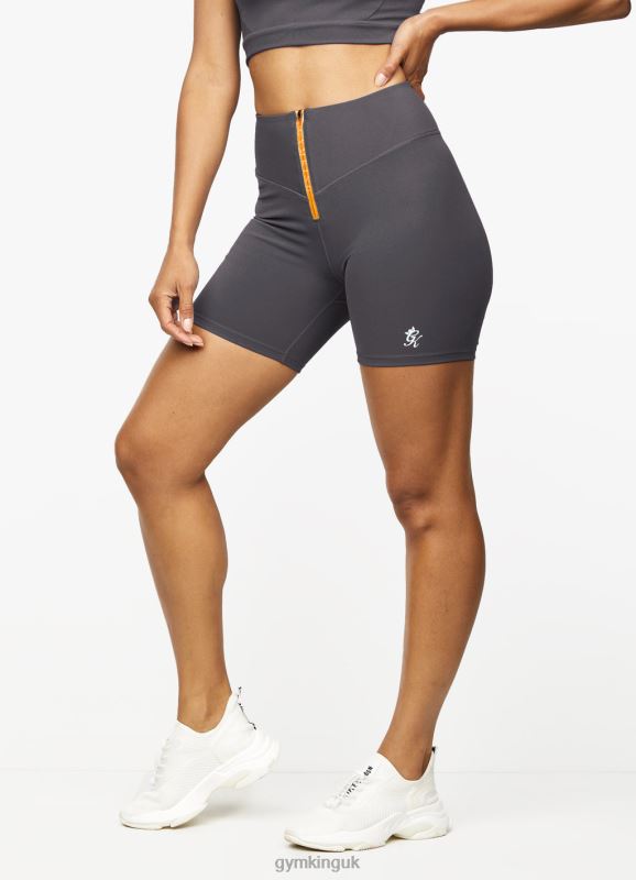 Gym King Stamina Zip Front Cycle Short Graphite/Golden Orange Women Clothing J2PFB502
