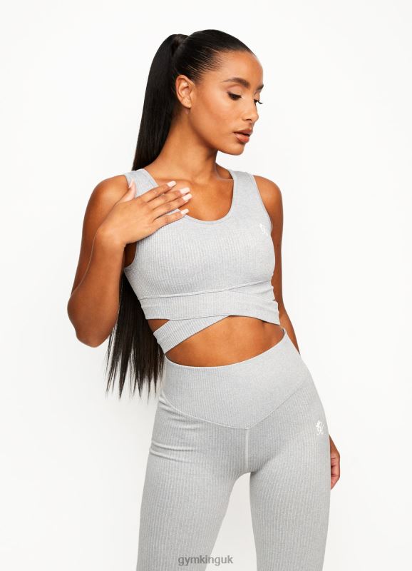 Gym King Balance Rib Bra Mid Grey Marl Women Clothing J2PFB584