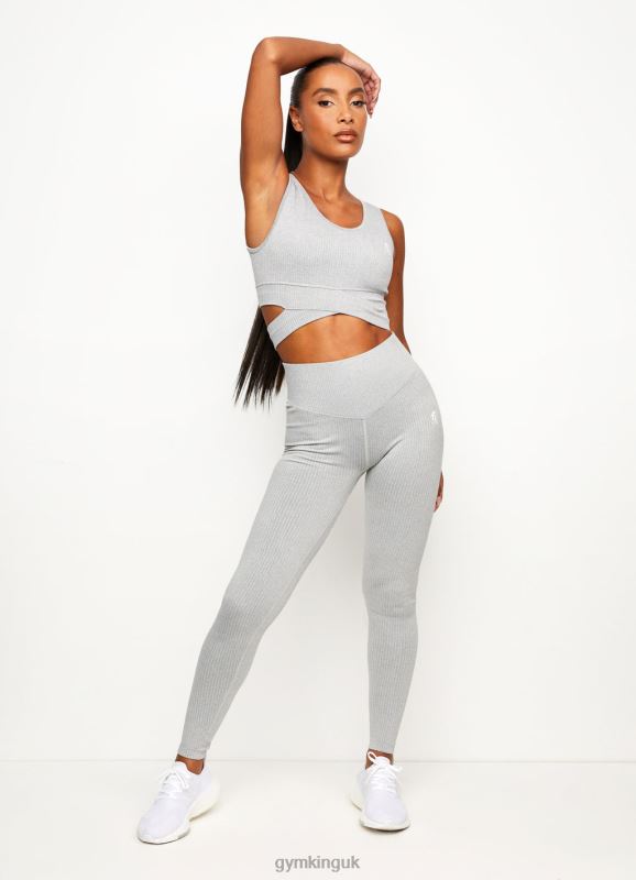 Gym King Balance Rib Bra Mid Grey Marl Women Clothing J2PFB584