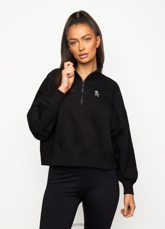 Gym King Fundamental Loopback Funnel Black Women Clothing J2PFB631