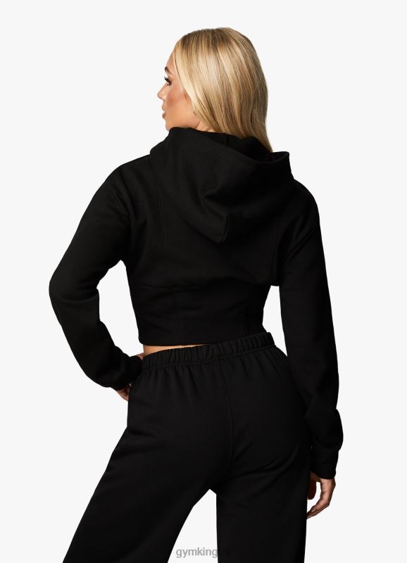 Gym King Malibu Corset Detail FZ Hood Black Women Clothing J2PFB611