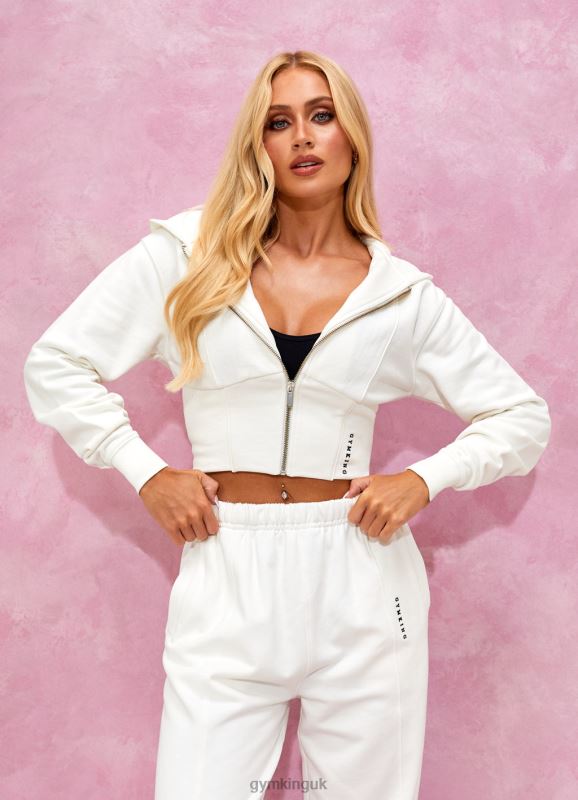 Gym King Malibu Corset Detail FZ Hood Cream Women Clothing J2PFB612