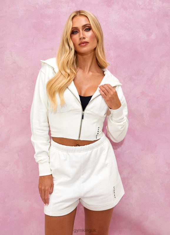 Gym King Malibu Corset Detail FZ Hood Cream Women Clothing J2PFB612