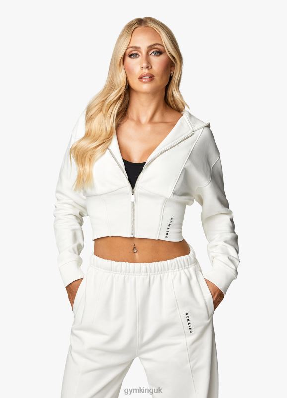 Gym King Malibu Corset Detail FZ Hood Cream Women Clothing J2PFB612