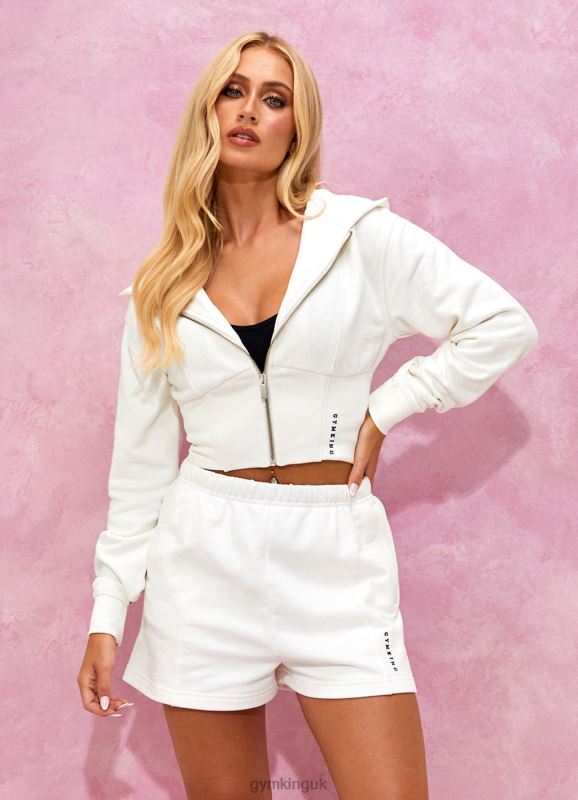 Gym King Malibu Corset Detail FZ Hood Cream Women Clothing J2PFB612