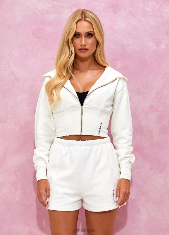 Gym King Malibu Corset Detail FZ Hood Cream Women Clothing J2PFB612