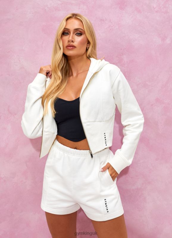 Gym King Malibu Corset Detail FZ Hood Cream Women Clothing J2PFB612