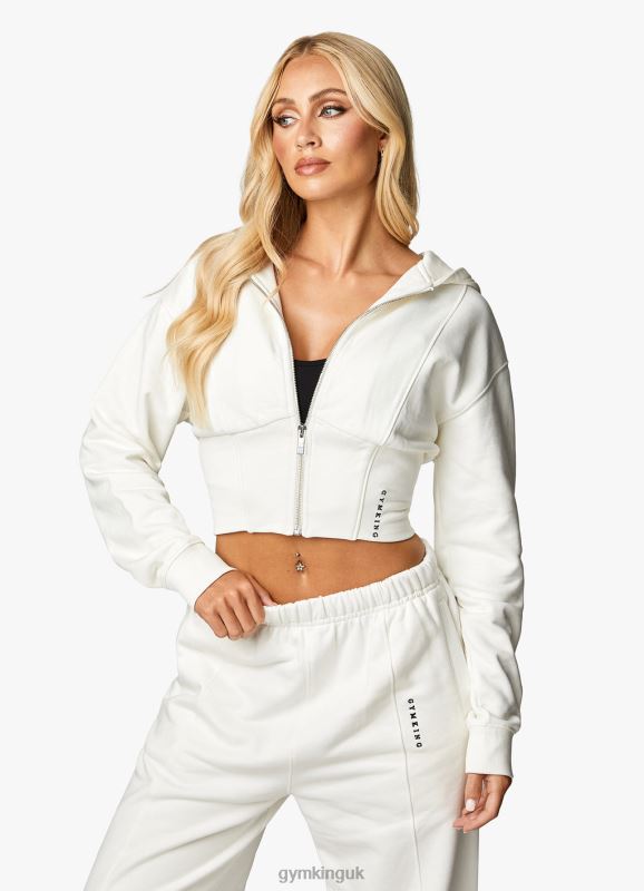 Gym King Malibu Corset Detail FZ Hood Cream Women Clothing J2PFB612