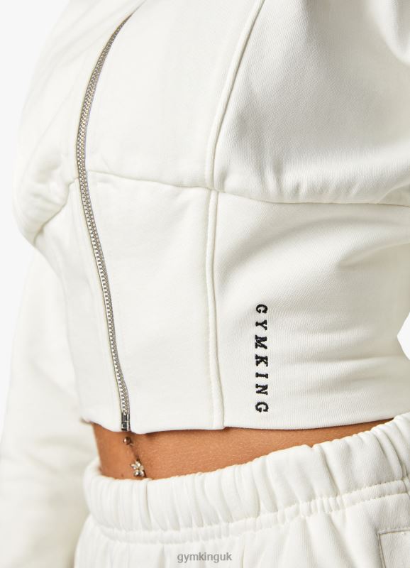 Gym King Malibu Corset Detail FZ Hood Cream Women Clothing J2PFB612