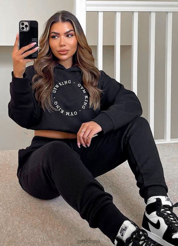 Gym King Recharge Drop Shoulder Hoodie Black Women Clothing J2PFB620