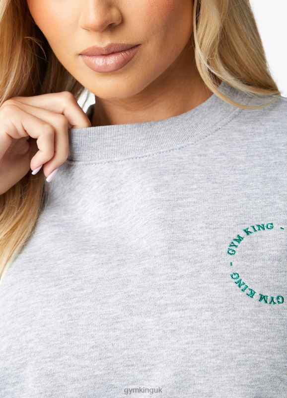 Gym King Recharge Oversized Crew Light Grey Marl Women Clothing J2PFB632