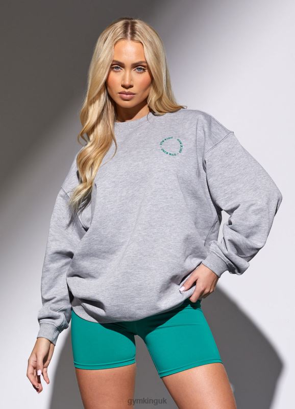 Gym King Recharge Oversized Crew Light Grey Marl Women Clothing J2PFB632