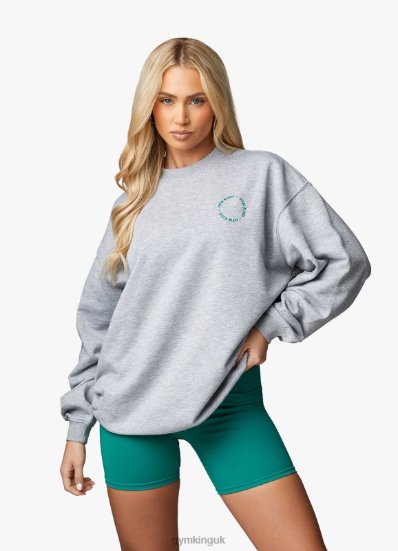 Gym King Recharge Oversized Crew Light Grey Marl Women Clothing J2PFB632