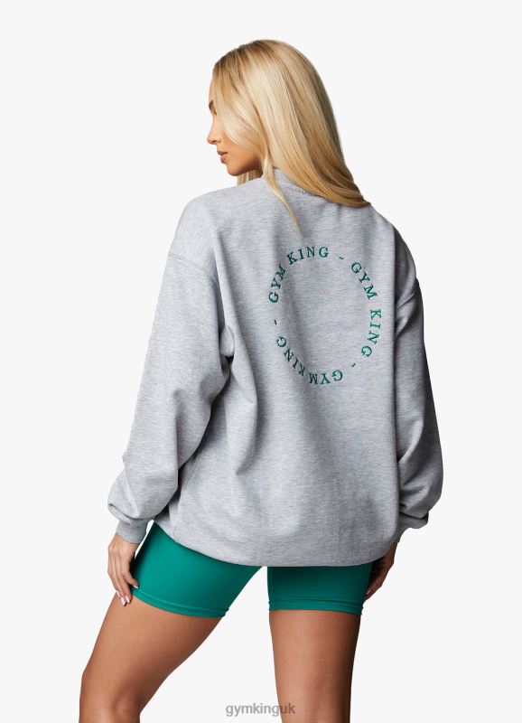 Gym King Recharge Oversized Crew Light Grey Marl Women Clothing J2PFB632