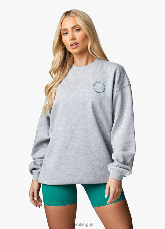Gym King Recharge Oversized Crew Light Grey Marl Women Clothing J2PFB632
