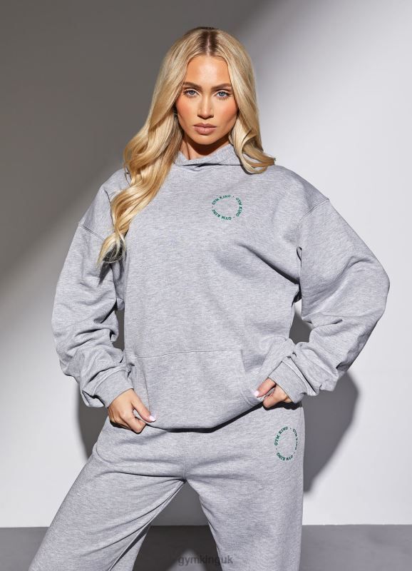Gym King Recharge Oversized Hood Light Grey Marl Women Clothing J2PFB621